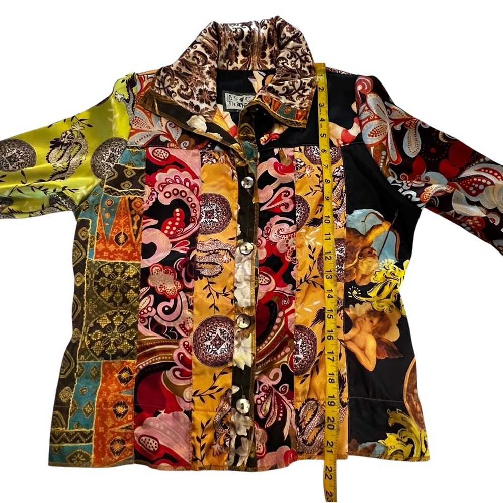 Nothing Matches 90s Baroque Patchwork Satin Jacket  Medium boho y2k art to wear - Picture 7 of 15